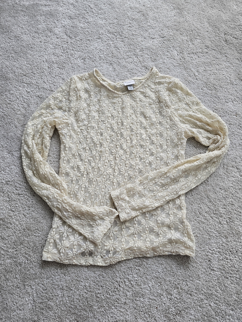 a new day Cream Lace Knit Top
